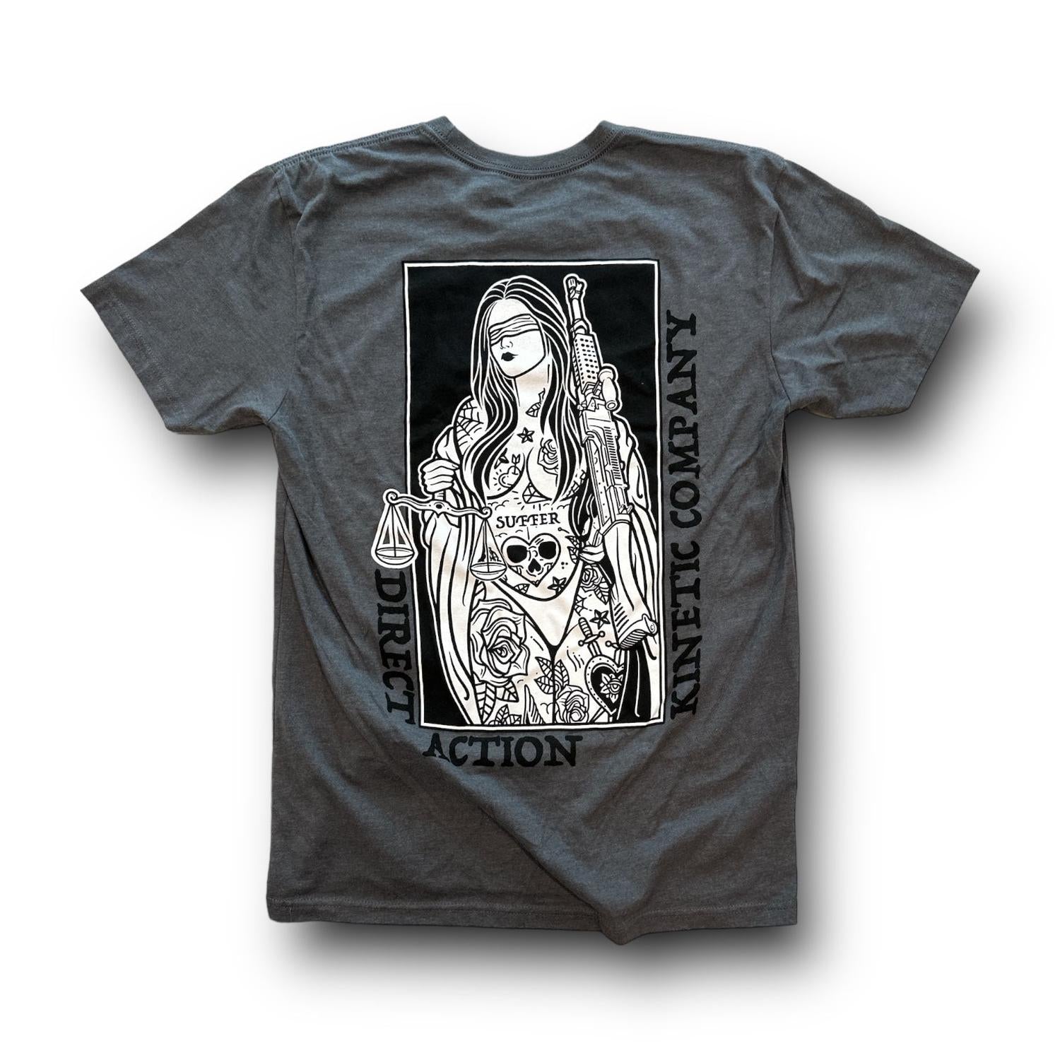 "BLIND JUSTICE" TEE (HEATHER CHARCOAL)