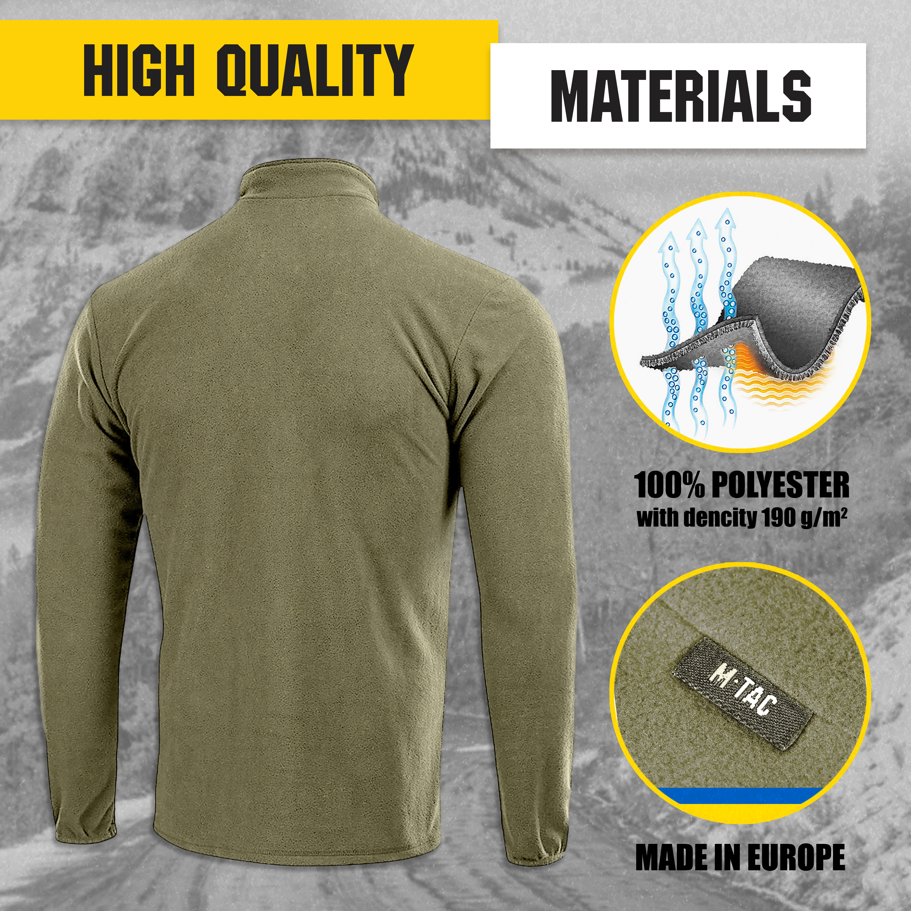 M-Tac Delta Fleece Jacket - Tactical Underwear Top Sweater 1/4 Zip