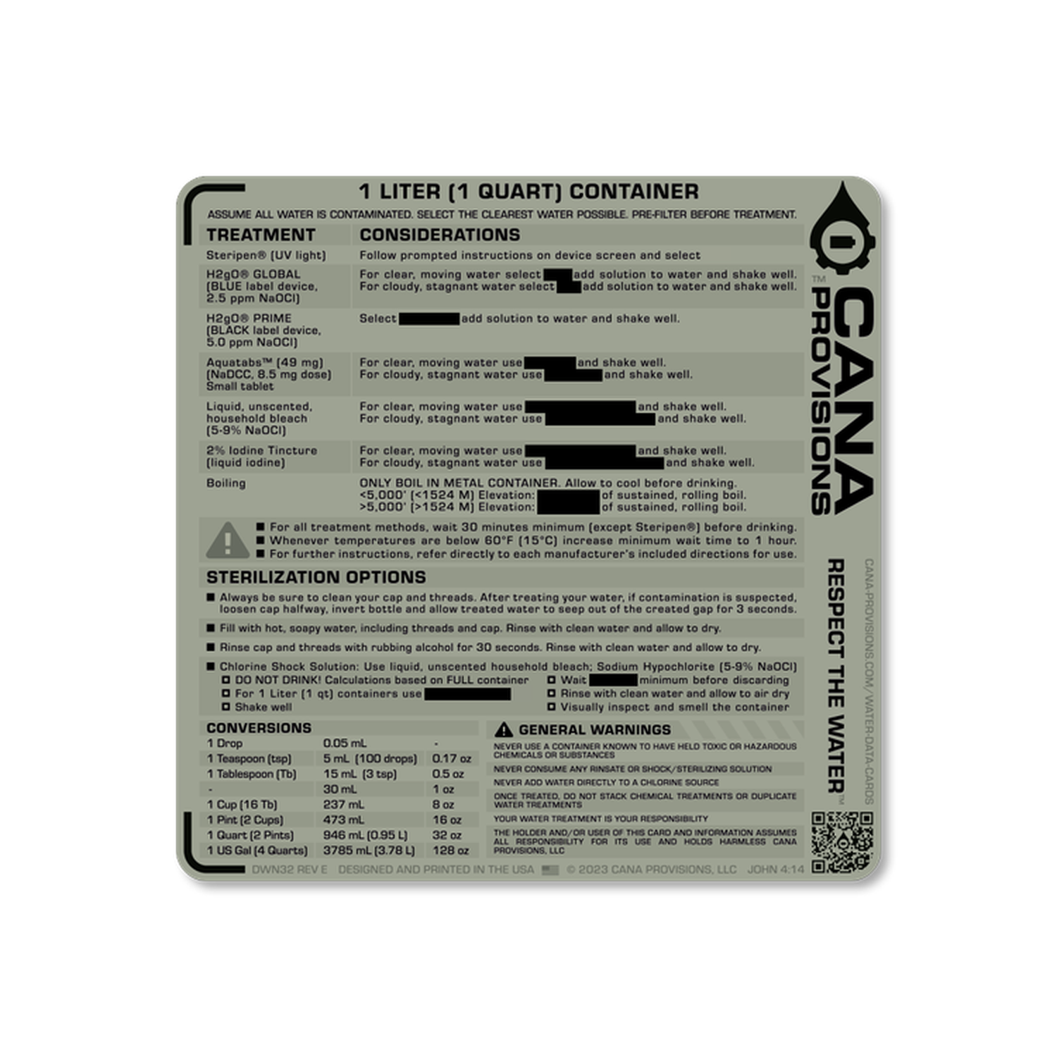 1 Liter / 1 Quart Decal