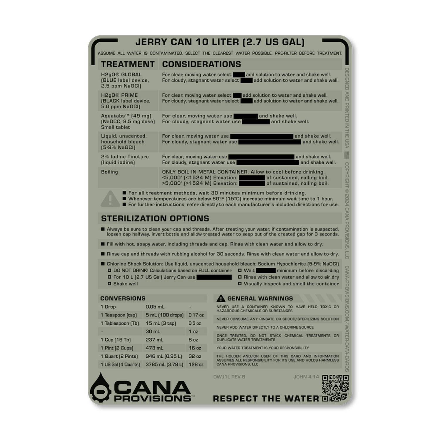 10L Jerry Can (2.7 US GAL) Decal