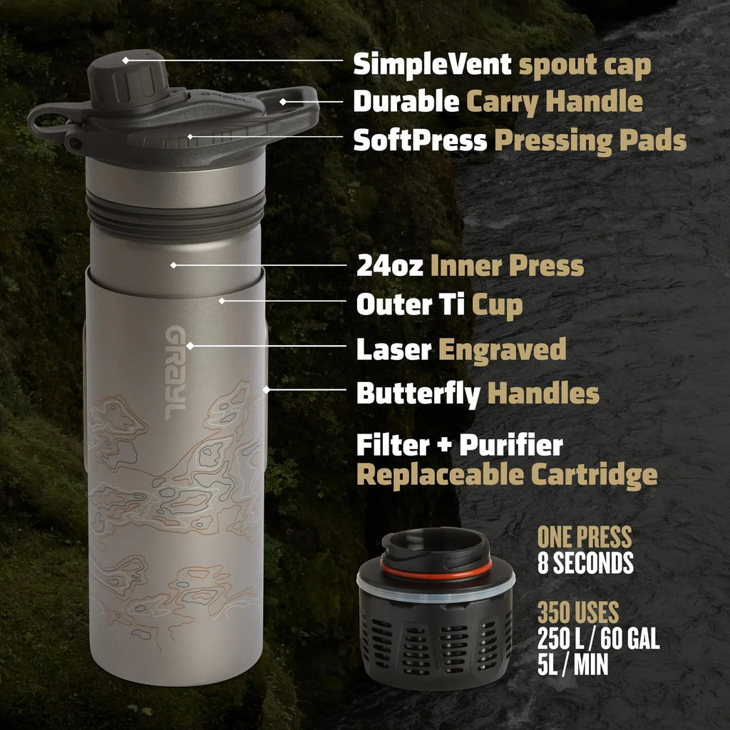 24oz GeoPress® Ti Purifier with Cook Lid