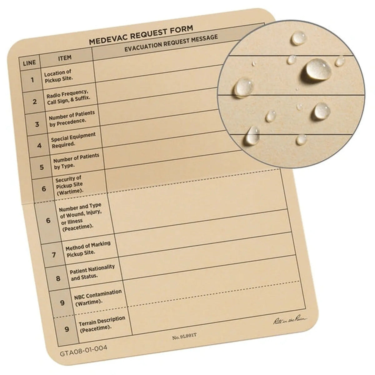 9-Line MEDEVAC Card (50 Pack)