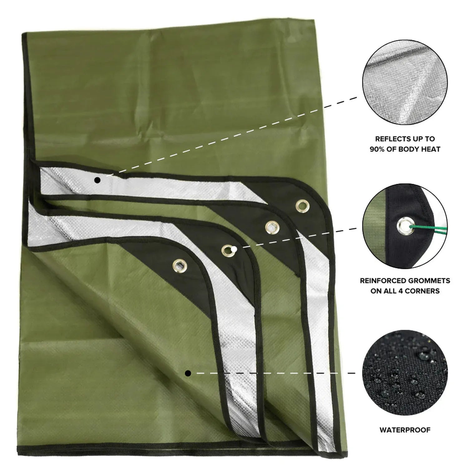 Arcturus All-Weather Outdoor Survival Blanket – Olive Drab (60" x 82")