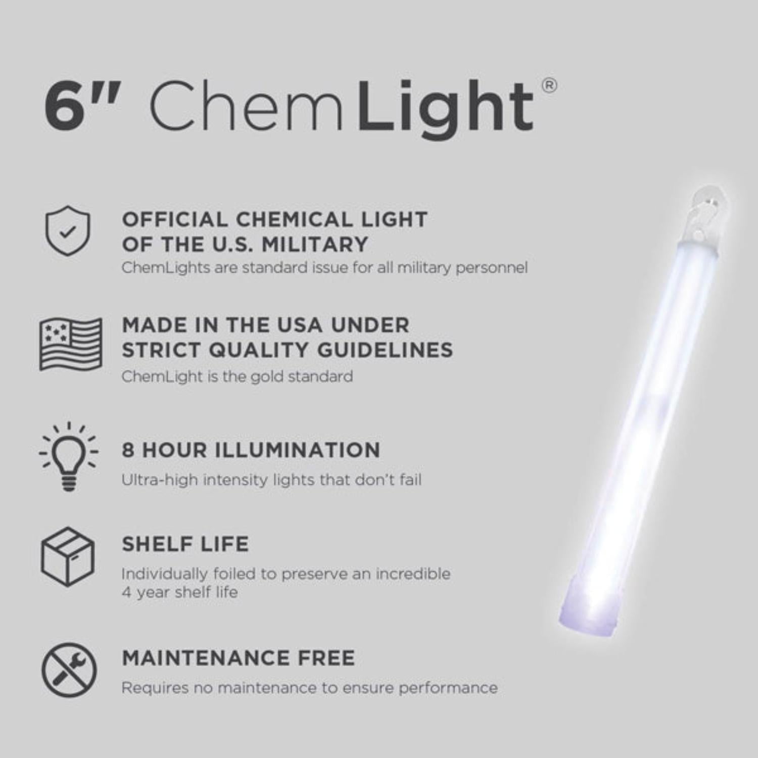 Cyalume 6" ChemLight - White 8 Hour