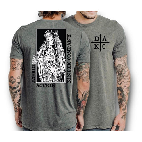 "BLIND JUSTICE" TEE (HEATHER CHARCOAL)