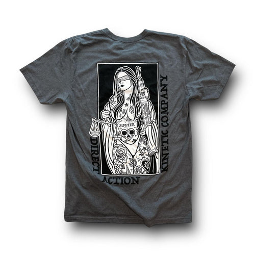 "BLIND JUSTICE" TEE (HEATHER CHARCOAL)