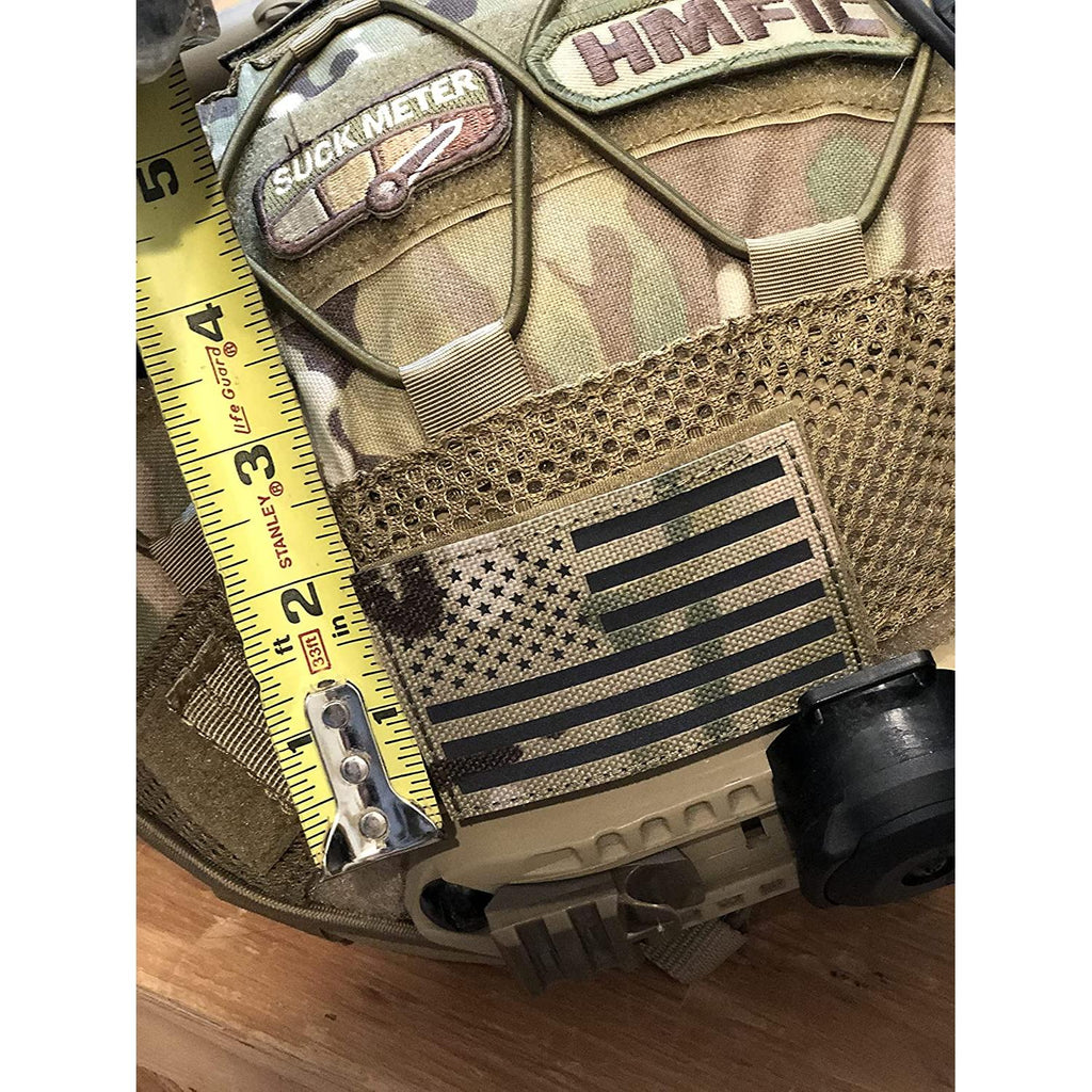 (PAIR of TWO) Reflective 3D US Flag Patch with Hook and Loop