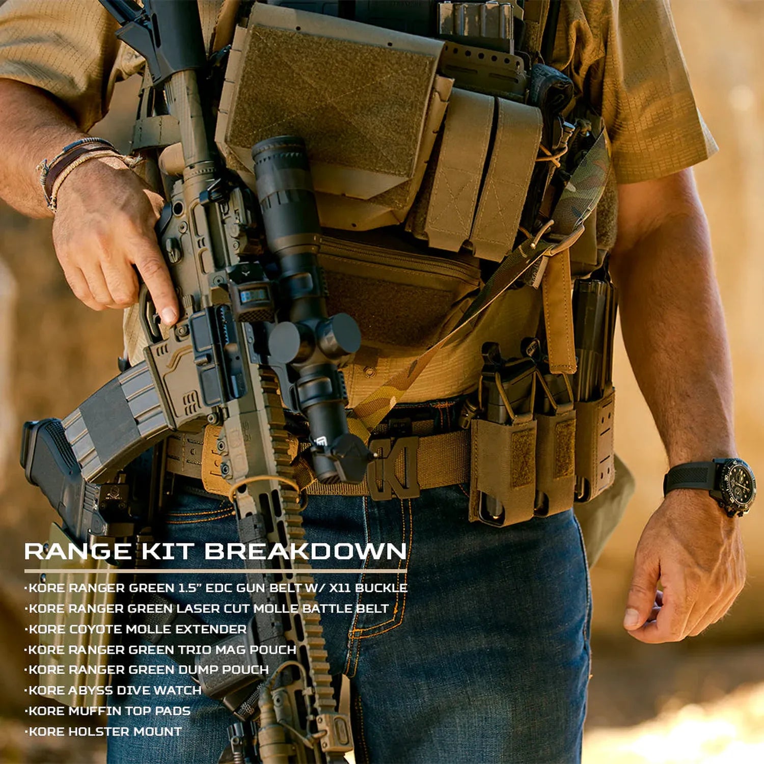 Ranger Green Laser Cut MOLLE Battle Belt – Complete Kit