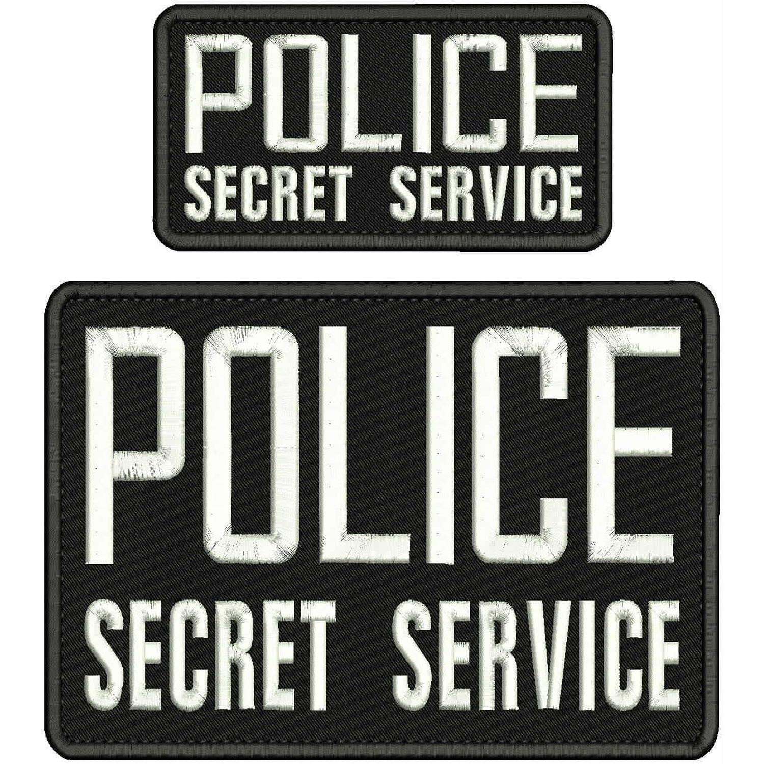 (Two) Police Secret Service Patches (4” x 8”) and (3”x6”) Hook and Loop