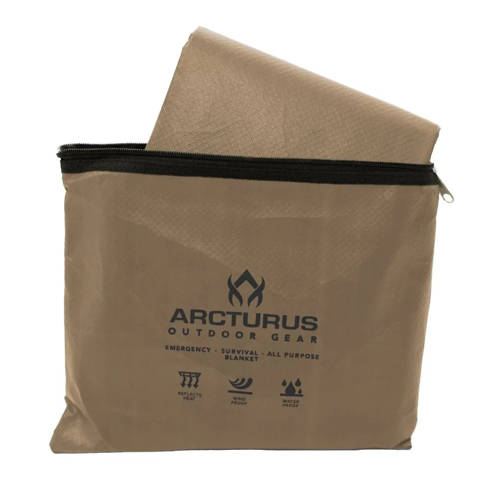 Arcturus All-Weather Outdoor Survival Blanket – Coyote Brown (60" x 82")